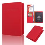 2 PCS MS101 Esmerilado PU Multi-Tarjeta Pasaporte Titular de la tarjeta de pasaporte de viaje en el extranjero, Big Red - Imagen 2