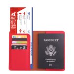2 PCS MS101 Esmerilado PU Multi-Tarjeta Pasaporte Titular de la tarjeta de pasaporte de viaje en el extranjero, Big Red - Imagen 3
