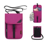 1062 Bolsa de pasaporte de viaje RFID multifunción Portadocumentos Cuello colgante Estuche protector de boletos, 1062 Rose Red - Imagen 2