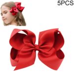5 uds 6 pulgadas coloridos niños niñas grandes cinta sólida pinzas para el pelo con lazo