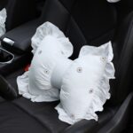 Almohada para la cabeza del coche con lazo, almohada para el cuello del asiento del coche, suministros cómodos para el coche de algodón, Sun Flower Lumbar Pillow