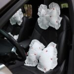 Almohada para la cabeza del coche con lazo, almohada para el cuello del asiento del coche, suministros cómodos para el coche de algodón, Cherry Lumbar Pillow - Imagen 2