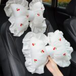 Almohada para la cabeza del coche con lazo, almohada para el cuello del asiento del coche, suministros cómodos para el coche de algodón, Cherry Lumbar Pillow - Imagen 5