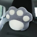 Coche felpa cabeza almohada gato garra coche cuello almohada coche mujer suministros decorativos, Gray Headrest