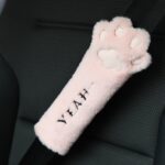 Coche felpa cabeza almohada gato garra coche cuello almohada coche mujer suministros decorativos, Pink Shoulder Pad