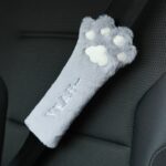 Coche felpa cabeza almohada gato garra coche cuello almohada coche mujer suministros decorativos, Gray Shoulder Pad