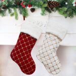GM89719 Calcetines navideños con lentejuelas a cuadros Bolsa de dulces para regalo de vacaciones - Imagen 2