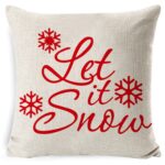 Funda de almohada de abrazo rojo de lino navideño de 3 piezas sin núcleo de almohada, 45 x 45cm