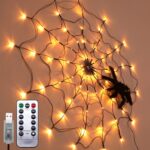 Lámpara LED de tela de araña con accesorios de decoración de ambiente de Halloween con control remoto, potencia:, USB-in
