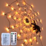 Lámpara LED de tela de araña con accesorios de decoración de ambiente de Halloween con control remoto, potencia:, Battery Box
