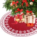 Falda de decoración inferior de árbol de Navidad de acrílico de punto, 122cm - Imagen 2