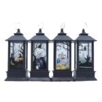 2 piezas de accesorios de decoración de Halloween LED linterna de viento pequeña portátil, Castle Witch, Skeleton, Ghost, Pumpkin Witch - Imagen 2