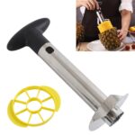 2 uds pelador de piña de acero inoxidable cortador de frutas herramientas de cocina, Pineapple Corer Slicer (Black handle)