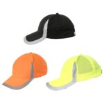 Gorra de béisbol de seguridad reflectante Gorra de malla de construcción transpirable para el sitio de construcción al aire libre, Black - Imagen 2