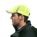 Gorra de béisbol de seguridad reflectante Gorra de malla de construcción transpirable para el sitio de construcción al aire libre, Fluorescent Orange - Imagen 4