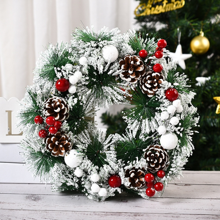 TBD0595288004.jpg 23cm Decoración navideña Guirnalda hecha a mano Guirnalda Puerta Colgando Accesorios para ventanas, Three White Fruit - Imagen 1
