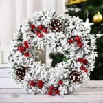 23cm Decoración navideña Guirnalda hecha a mano Guirnalda Puerta Colgando Accesorios para ventanas, Ordinary White Snow