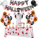 Conjunto de globos de Halloween Banner de color sangre Decoración de fiesta fantasma tridimensional, Blood Deskcloth Set, Pumpkin Tablecloth set, Honeycomb Ball 1, Honeycomb Ball 2