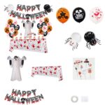 Conjunto de globos de Halloween Banner de color sangre Decoración de fiesta fantasma tridimensional, Blood Deskcloth Set, Pumpkin Tablecloth set, Honeycomb Ball 1, Honeycomb Ball 2 - Imagen 2