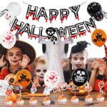 Conjunto de globos de Halloween Banner de color sangre Decoración de fiesta fantasma tridimensional, Blood Deskcloth Set, Pumpkin Tablecloth set, Honeycomb Ball 1, Honeycomb Ball 2 - Imagen 3
