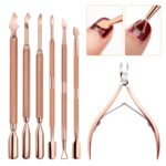 3 piezas de acero inoxidable, oro rosa, doble cabeza, acero, empuje, piel muerta, tijeras, juego de uñas, estilo:, D501 - Imagen 3