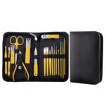 Juego de cortaúñas Juego de manicura Cortaúñas de acero inoxidable Herramienta de manicura, 18 In 1 Yellow