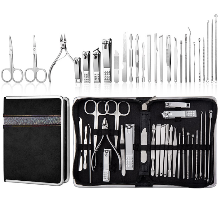 TBD0595471204.jpg Juego de cortaúñas Juego de manicura Cortaúñas de acero inoxidable Herramienta de manicura, 26 In 1 Black - Imagen 1