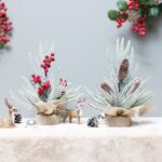 SYAF19 33cm Decoraciones navideñas Nieve PE Mini Árbol de Navidad Planta - Imagen 2