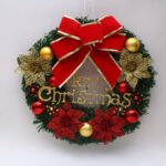 Decoración de Navidad Guirnalda Guirnalda Colgante de puerta de ratán, Red Flower