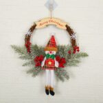 Decoración de Navidad Guirnalda Guirnalda Colgante de puerta de ratán, Big Branch, Snowman