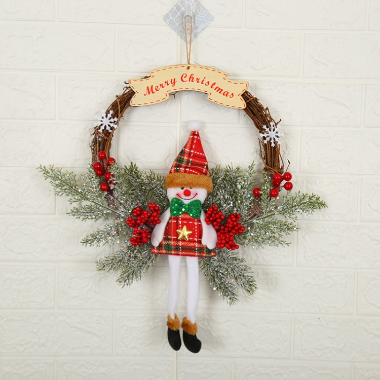 TBD0595697908.jpg Decoración de Navidad Guirnalda Guirnalda Colgante de puerta de ratán, Big Branch, Snowman - Imagen 1