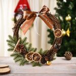 Decoración de Navidad Guirnalda Guirnalda Colgante de puerta de ratán, Lemon