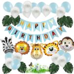 Juego de globos de decoración de cumpleaños para niños con tema de animales del bosque 5170