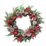 SYWA39 Guirnalda de decoración de Navidad PE Guirnalda de Navidad de fruta de pino blanco, 40cm, 50cm