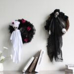 Fantasma de Halloween para colgar en la puerta, adornos colgantes para fiesta de terror, decoración de casa embrujada, White Ghost, Black Ghost - Imagen 6