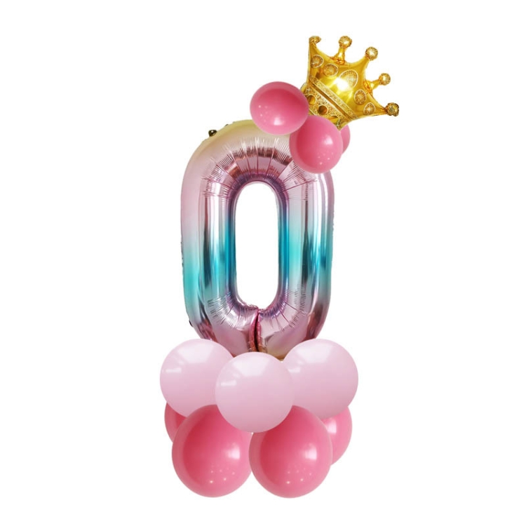 TBD0595701701A.jpg 2 juegos T2001 Gradiente de cumpleaños Corona digital Juego de globos de película de aluminio - Imagen 1