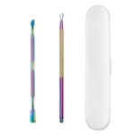 3 sets Removedor de uñas de titanio de color 2 en 1 Conjunto de acero inoxidable Juego de empuje de piel muerta de doble cabeza