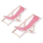 2 uds. 1:12 tumbona de playa modelo de simulación escena de playa al aire libre accesorios de disparo se pueden plegar, Beach Lounge Chair(Red)