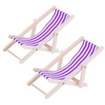 2 uds. 1:12 tumbona de playa modelo de simulación escena de playa al aire libre accesorios de disparo se pueden plegar, Beach Lounge Chair(Purple)