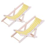 2 uds. 1:12 tumbona de playa modelo de simulación escena de playa al aire libre accesorios de disparo se pueden plegar, Beach Lounge Chair(Yellow)