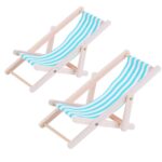2 uds. 1:12 tumbona de playa modelo de simulación escena de playa al aire libre accesorios de disparo se pueden plegar, Beach Lounge Chair(Sky Blue)