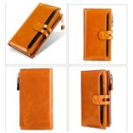 Cartera de cuero para mujer Ranura para múltiples tarjetas Cartera de cuero de cera de aceite retro Tipo largo RFID Embrague de cepillo antirrobo - Imagen 3