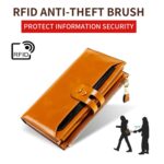 Cartera de cuero para mujer Ranura para múltiples tarjetas Cartera de cuero de cera de aceite retro Tipo largo RFID Embrague de cepillo antirrobo - Imagen 4