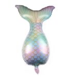 5 uds. Globo de película de aluminio con cola de sirena de dibujos animados, globo de decoración para acuario, globo de vestir para centro comercial, Colorful, Rosado, Rainbow Color