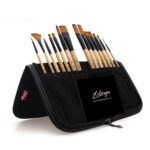XILEYW 14 PCS / Set Pinceles para pintura acrílica Gouache de acuarela de lana de nailon amarillo, 14 PCS/Set Paint Brushes