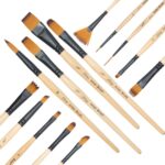 XILEYW 14 PCS / Set Pinceles para pintura acrílica Gouache de acuarela de lana de nailon amarillo, 14 PCS/Set Paint Brushes - Imagen 4