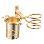 Estante de secador de pelo dorado de aluminio espacial, With Barrel (Gold) - Imagen 2