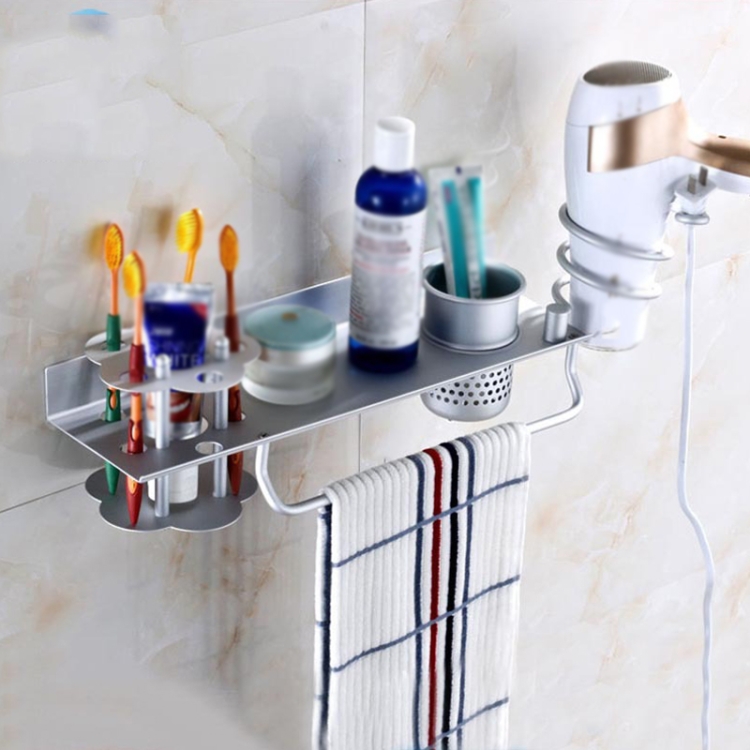 TBD0597108104.jpg Estante de secador de pelo dorado de aluminio espacial, With Toothbrush Holder - Imagen 1