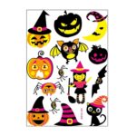 5 uds. Pegatina de transferencia de agua fluorescente para niños de Halloween, pegatina de tatuaje de Animal de dibujos animados, WSYG01, WSYG02, WSYG03, WSYG04
