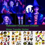 5 uds. Pegatina de transferencia de agua fluorescente para niños de Halloween, pegatina de tatuaje de Animal de dibujos animados, WSYG01, WSYG02, WSYG03, WSYG04 - Imagen 2